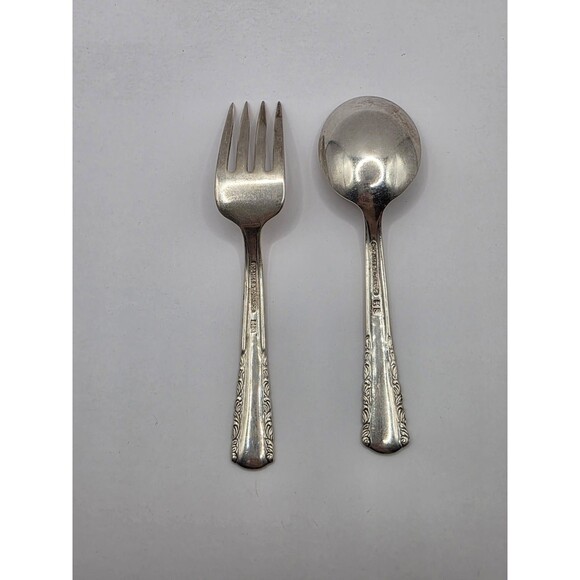 Holmes & Edwards Baby Fork and Spoon Vintage Marked IS - Picture 2 of 5